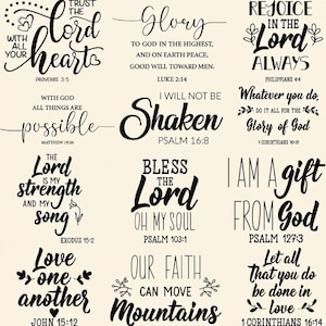 Bible Verse Wall Decals, Christian Scripture Wall Stickers, Inspirational Religious Quotes, Faith Home Decor for Bedroom & Living Room