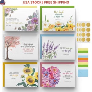 60 Christian Greeting Cards, Bible Verse Note Cards, Blank 4x6 with Envelopes Seals