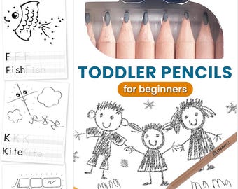 Toddler Learning Pencils 6B Jumbo Triangle Grip Preschool Writing Set Kids 8 Pack