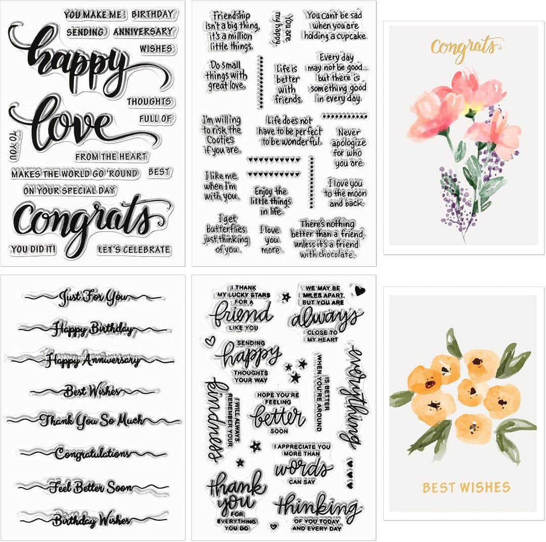 Sentiment Stamps Clear Silicone Sentiment Stamps Set Card Making Words Blessing ...
