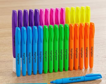 30 Pack Chisel Tip Highlighters: 6 Vibrant Colors for Notes, Study, Office