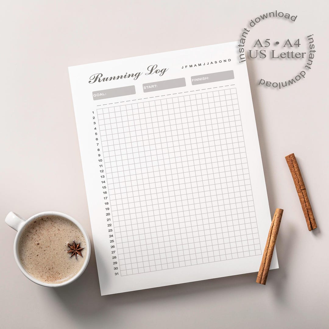 Distance Tracker Fill In Running Log Printable | Run Tracker PDF | Distance & Pace Tracker ...