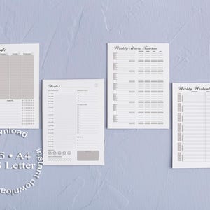 Paquete semanal de elementos esenciales: minimalista, elegante y sencillo. Hojas de planificación diaria sin fecha. Organización mensual. Calendario. Herramienta de productividad. Rastreador de TDAH.