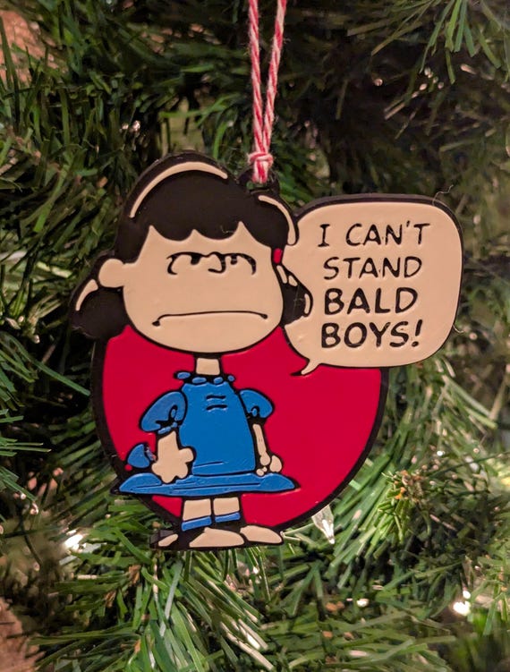 I Can't Stand Bald Boys ITYSL Lucy Peanuts Ornament