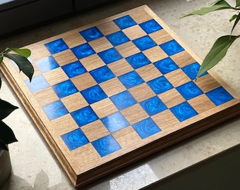 Chessboard wood and epoxy