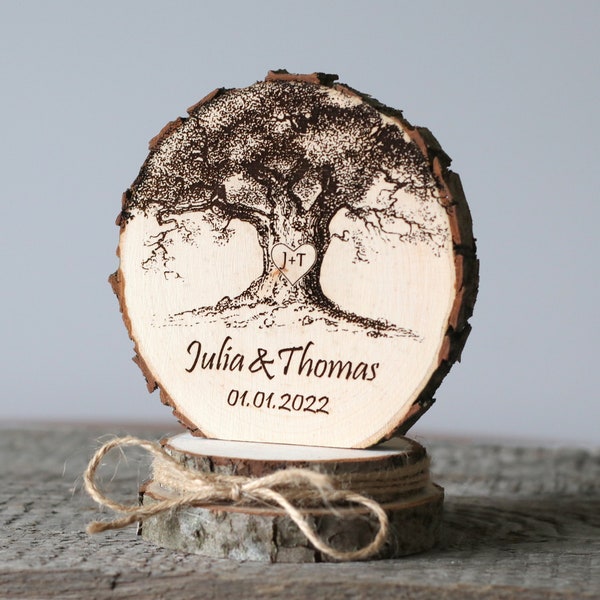 Wedding cake topper, table centerpiece, wedding gift, laser engraved wood slice , personalized, Tree of life.