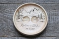 Mountain view Wedding Ring pillow alternative,  Wedding ring dish wood, 5th Anniversary gift product logo