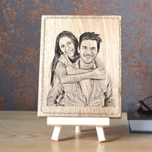 Photo on wood, Custom photo engraved on solid oak wood plank. image 1