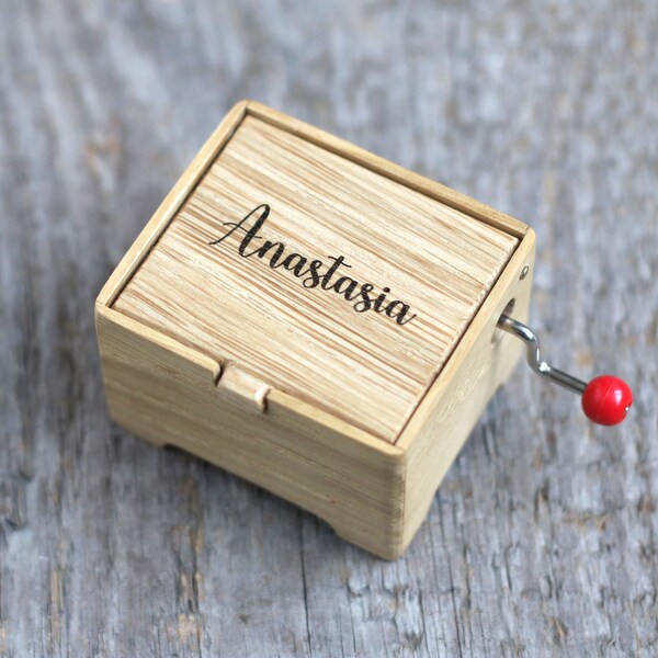 Anastasia Once Upon a December hand cranked music oak wood box