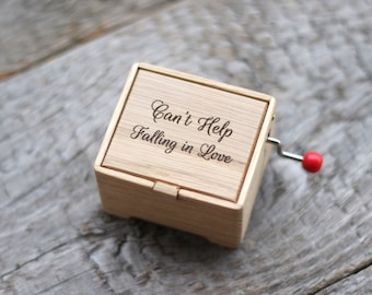 Can't Help Falling in Love hand cranked music oak wood box