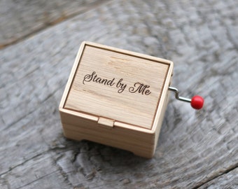 Stand by Me hand cranked music oak wood box