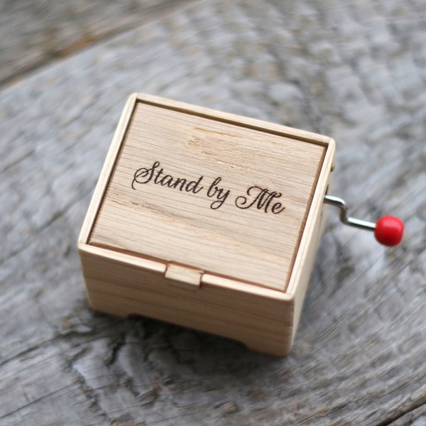 Stand by Me hand cranked music oak wood box