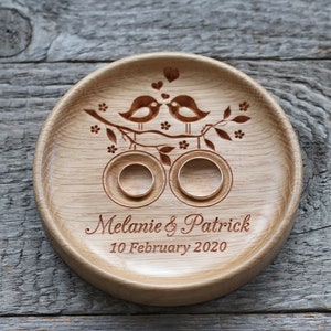 Eichenholz Ehering Halter, Liebe Vögel, Jahrestag Geschenk