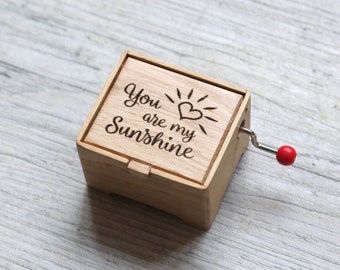 You are My Sunshine hand cranked music oak wood box