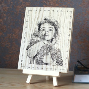 Photo on wood, Custom photo engraved on solid oak wood plank. image 4