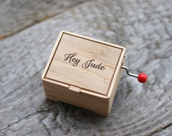 Hey Jude hand cranked music oak wood box
