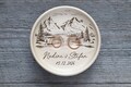 Mountain view Wedding Ring pillow alternative,  Wedding ring dish wood, 5th Anniversary gift product logo