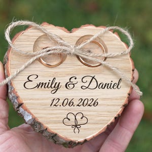 Wood Heart Wedding Ring pillow , holder , bearer.