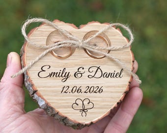 Wood Heart Wedding Ring pillow , holder , bearer.