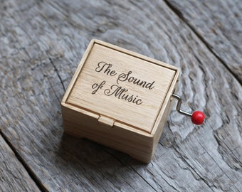 The Sound of Music hand cranked music small wood box