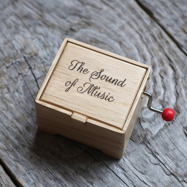 The Sound of Music hand cranked music small wood box