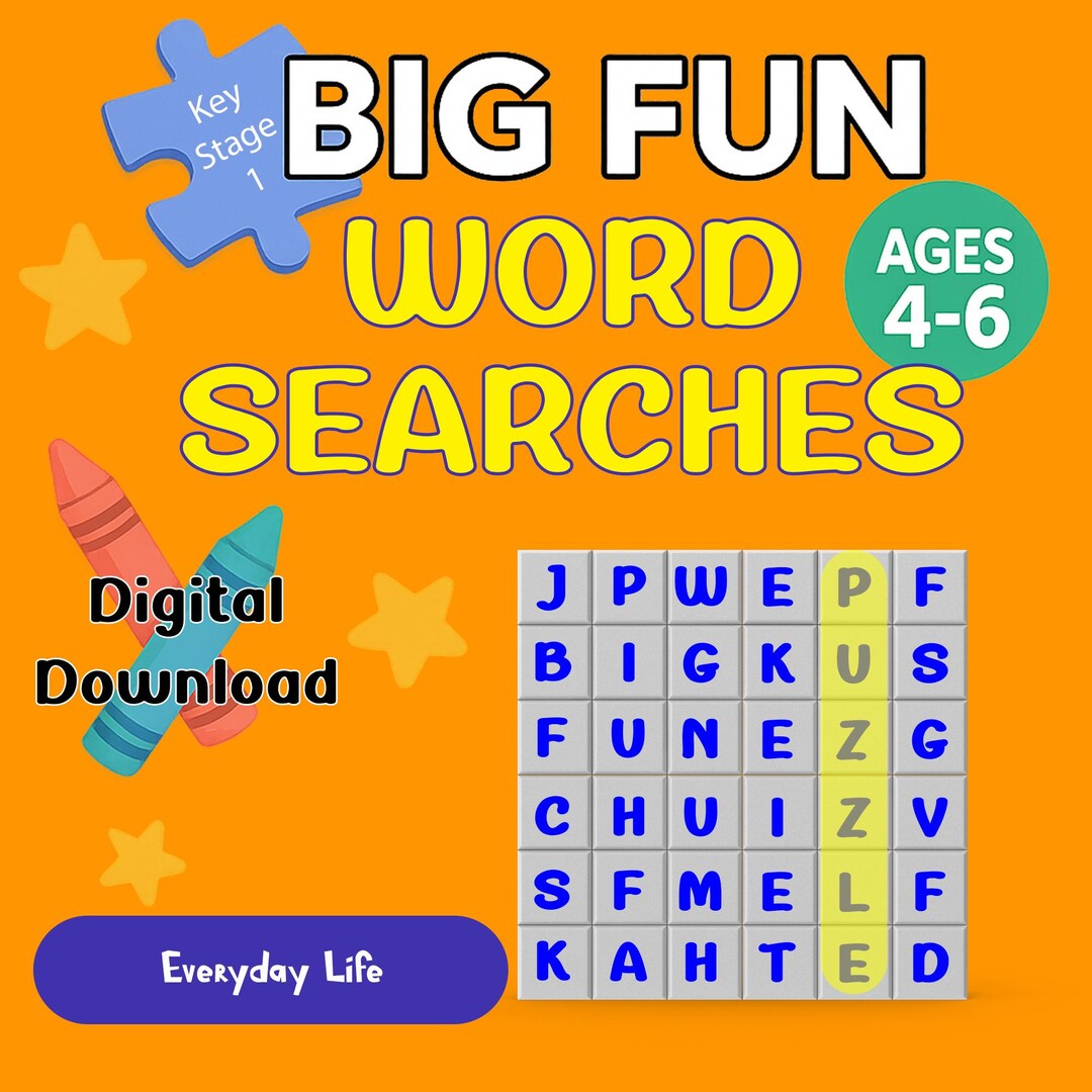 Everyday. Search Everyday Life Word Search Book for Kids Ages 4-6 – Volume 32 – 96 ...