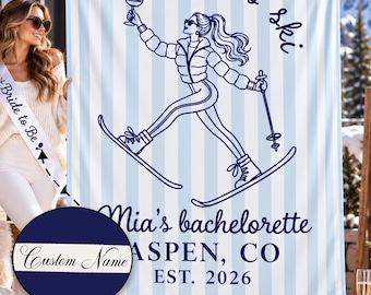 Custom Name Silk Banner, Apres Ski Bachelorette Party Decor