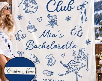 Custom Date Silk Sign, Apres Ski Bachelorette Party Decor