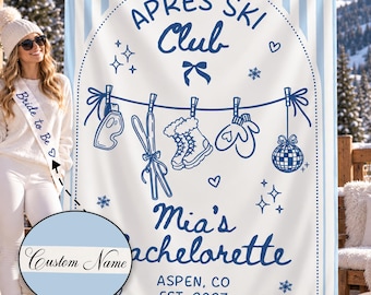 Bride Squad Silk Banner, Custom Apres Ski Bachelorette Party
