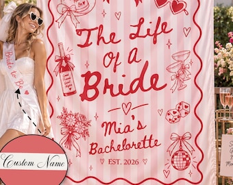 Life of a Bride Banner, Western Bachelorette Silk Backdrop, Custom Name