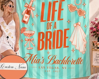 Life of a Bride Banner, Silk Photo Backdrop, Custom Location Date