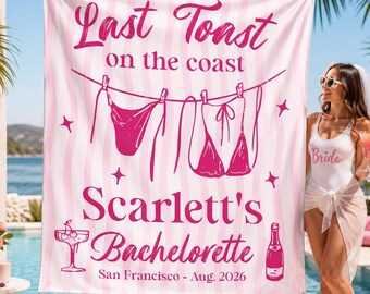 Last Toast On The Coast Banner, Customized Coastal Bachelorette Party Decorations, Personalized Seas The Day Prop, Beach Bridal Shower