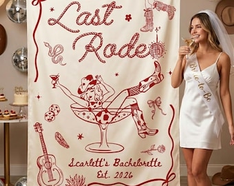 Personalized Last Rodeo Bachelorette Silk Banner, Custom Name Cowgirl Bachelorette Backdrop, Western Bach Party Decor, Nashville Photo Sign