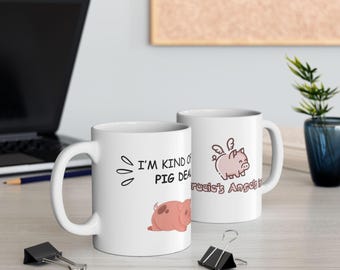 Cute Pig Illustration Ceramic Coffee Cup