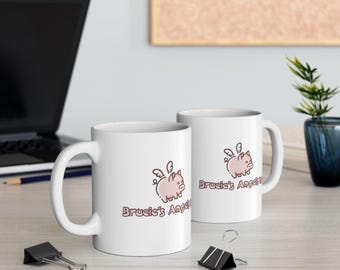Cute Pig Illustration Mug | 'Broccoli Inc.' Phrase Ceramic Mug