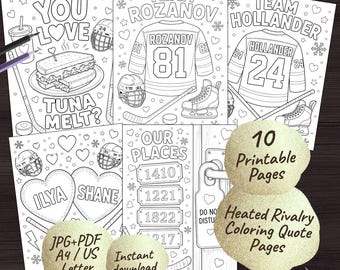 Heated Rivalry Coloring Pages | MM Hockey Romance Quotes | Enemies to Lovers BL Printable (Digital Download)