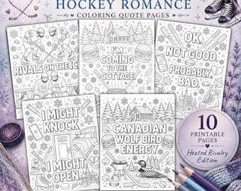 Heated Rivalry Coloring Quotes Pages | MM Hockey Romance (Digital Download)