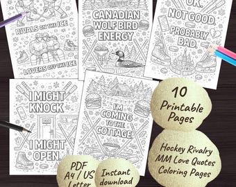 Heated Rivalry Coloring Quotes Pages | MM Hockey Romance (Digital Download)