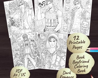 Dark Romance Book Boyfriends Coloring Book | Stalker Printable Pages (PDF)