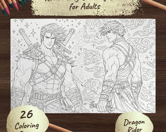 Dragon Rider Coloring Book – Adult Romantasy, Detailed Fantasy Art (US Letter)