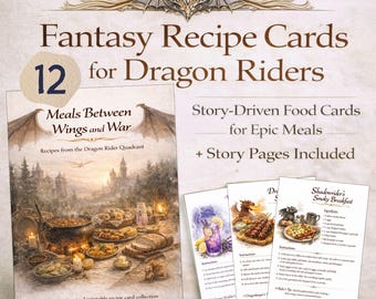 Dragon Rider Fantasy Recipe Cards – Meals Between Wings & War | Story-Driven Printable Recipes