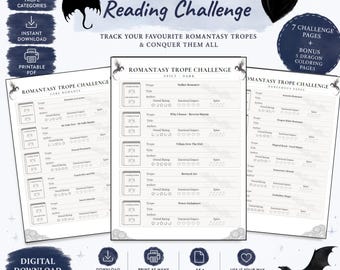 Romantasy Trope Reading Challenge | BookTok Tracker (Printable PDF)