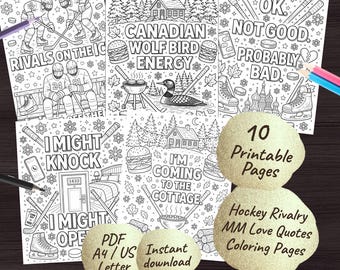 Heated Rivalry Coloring Quotes Pages | MM Hockey Romance (Digital Download)