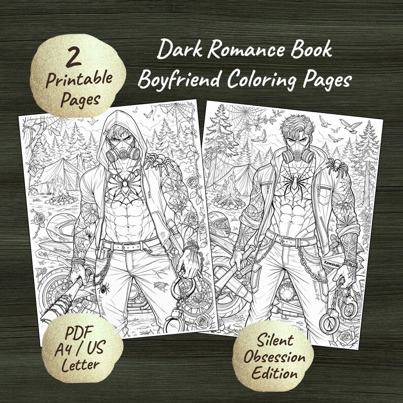Obsessed Color Pages Dark Romance Boyfriend Coloring Pages | Silent Obsession Edition (PDF ...