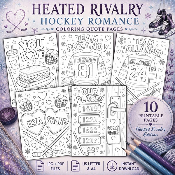 Dibujos para colorear de hockey sobre rivalidades intensas / Frases románticas MM (Descarga digital)