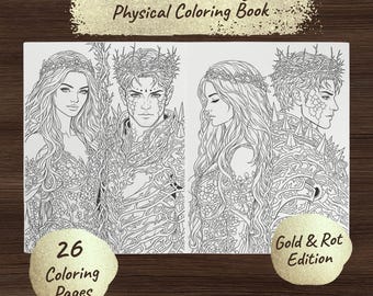 Gilded Romantasy Coloring Book – Dark Fantasy Adult Art, Enemies to Lovers Vibes (US Letter)