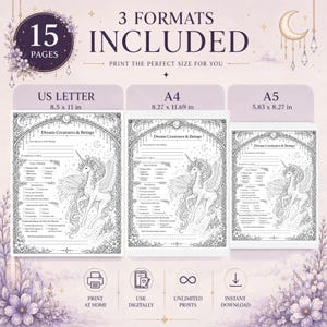 Dream Journal Printable PDF | Dream Symbols & Lucid Dream Tracker | Shadow Work Journal | Witchy Journal | US Letter A4 A5 image 4