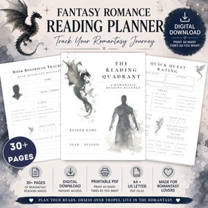 Romantasy Reading Planner | Printable Book Journal PDF, Reading Challenge Tracker