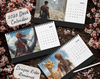 2026 Desk Calendar - Dragon Rider Fantasy Romance, BookTok Romantasy Gift