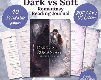 Dark vs Soft Romantasy Reading Journal | BookTok Fantasy & Dark Romance Reader Planner (Printable PDF)
